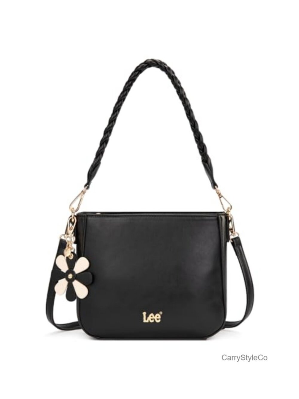Vegan Leather Convertible Crossbody Shoulder Bag with Detachable Straps